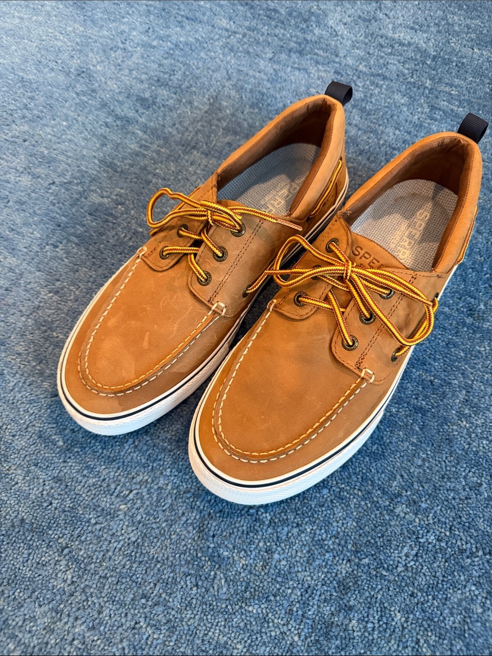 Sperry Brown Leather Boat Shoes with White Sole